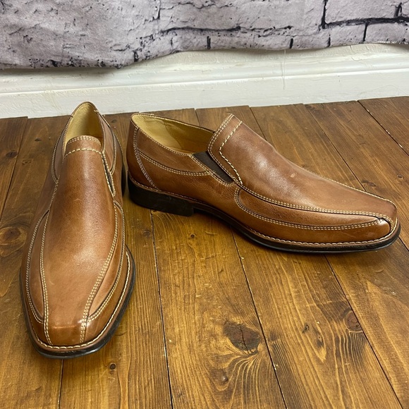 Sandro tan brown leather slip on loafers men’s size 11D - Picture 1 of 9